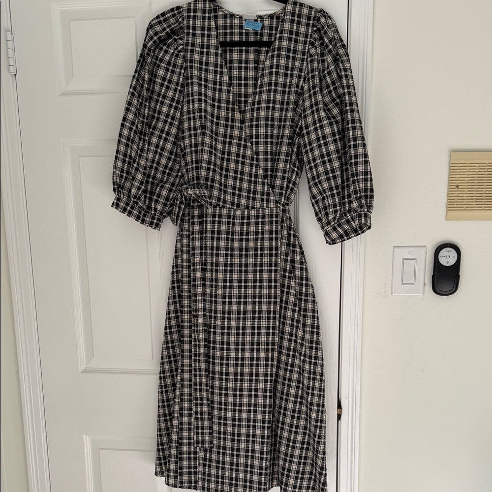 a new day Black and White Checkered Midi Dress